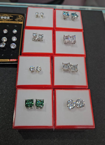 925 Silver CZ Studs Men's